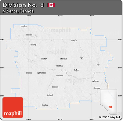 Silver Style Map of Division No.  8, single color outside