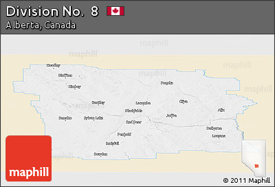 Classic Style Panoramic Map of Division No.  8, single color outside