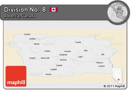 Classic Style Panoramic Map of Division No.  8, single color outside