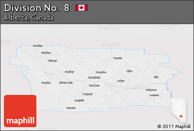 Silver Style Panoramic Map of Division No.  8, single color outside