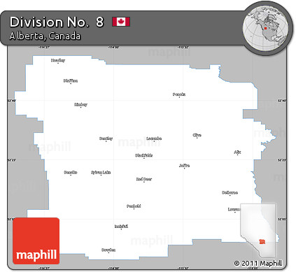 Gray Simple Map of Division No.  8, single color outside