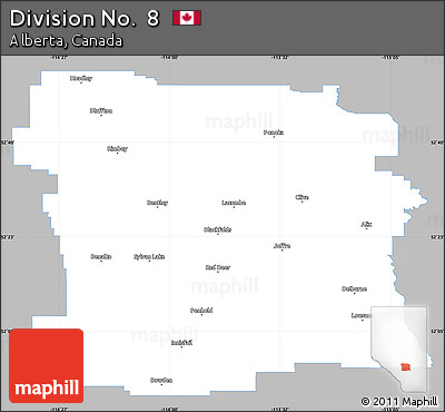 Gray Simple Map of Division No.  8, single color outside