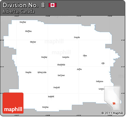 Gray Simple Map of Division No.  8, single color outside
