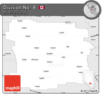 Silver Style Simple Map of Division No.  8