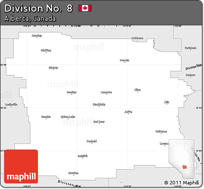 Silver Style Simple Map of Division No.  8