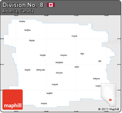 Silver Style Simple Map of Division No.  8, single color outside