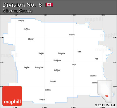 Silver Style Simple Map of Division No.  8, single color outside