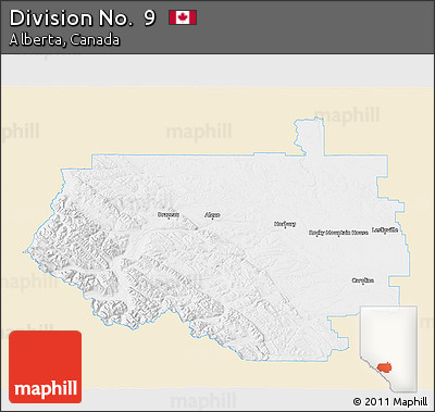 Classic Style 3D Map of Division No.  9, single color outside