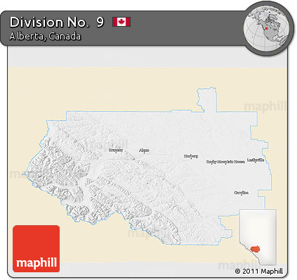 Classic Style 3D Map of Division No.  9, single color outside