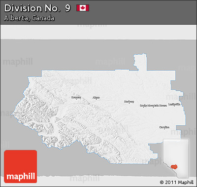 Gray 3D Map of Division No.  9, single color outside