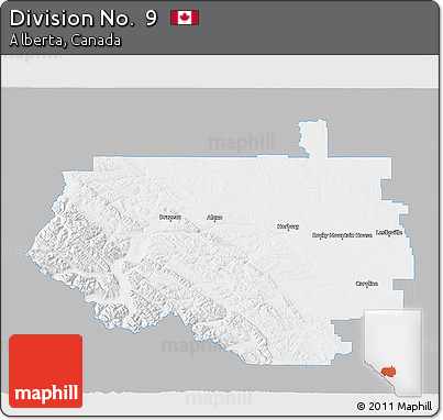 Gray 3D Map of Division No.  9, single color outside