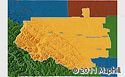Political 3D Map of Division No.  9, darken