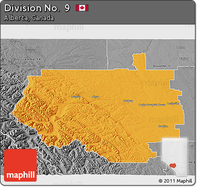 Political 3D Map of Division No.  9, desaturated