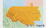 Political 3D Map of Division No.  9, lighten