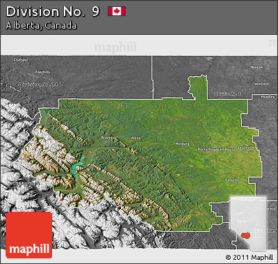 Satellite 3D Map of Division No.  9, desaturated