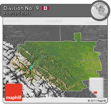 Satellite 3D Map of Division No.  9, desaturated