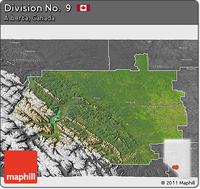 Satellite 3D Map of Division No.  9, desaturated