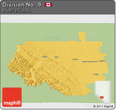 Savanna Style 3D Map of Division No.  9, single color outside