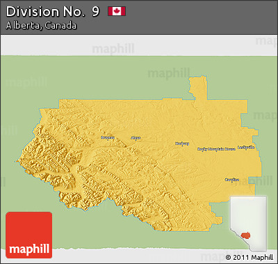Savanna Style 3D Map of Division No.  9, single color outside