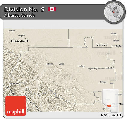 Shaded Relief 3D Map of Division No.  9