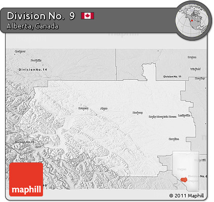 Silver Style 3D Map of Division No.  9