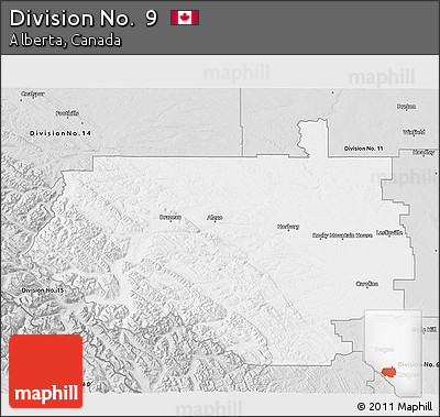 Silver Style 3D Map of Division No.  9