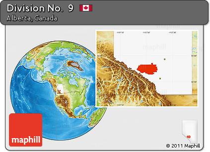 Physical Location Map of Division No.  9, highlighted parent region