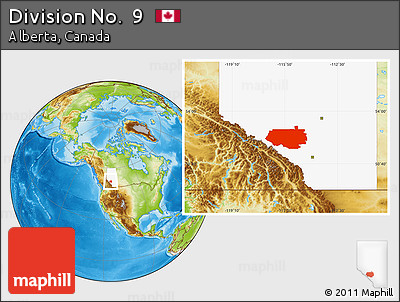 Physical Location Map of Division No.  9, highlighted parent region