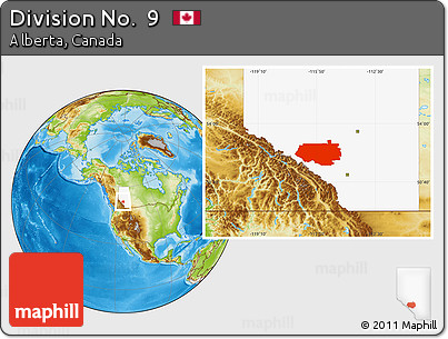 Physical Location Map of Division No.  9, highlighted parent region