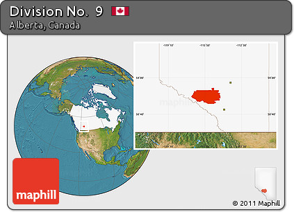 Satellite Location Map of Division No.  9, highlighted country