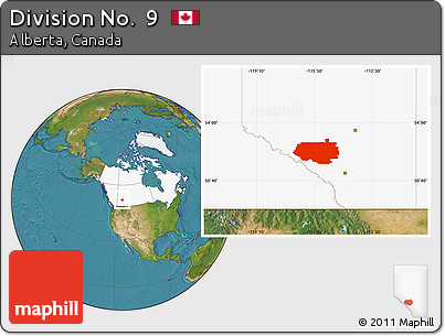 Satellite Location Map of Division No.  9, highlighted country