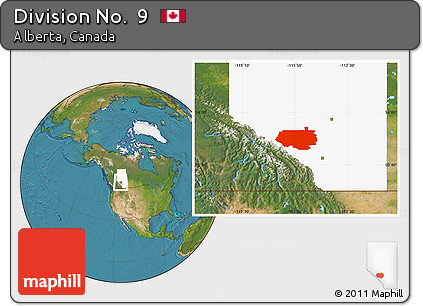 Satellite Location Map of Division No.  9, highlighted parent region