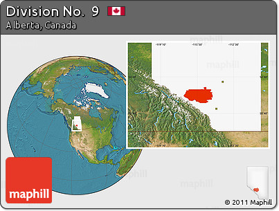 Satellite Location Map of Division No.  9, highlighted parent region