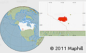 Savanna Style Location Map of Division No.  9, highlighted country, hill shading