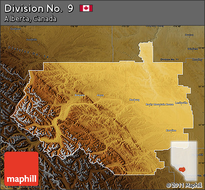 Physical Map of Division No.  9, darken
