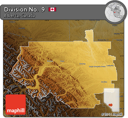Physical Map of Division No.  9, darken