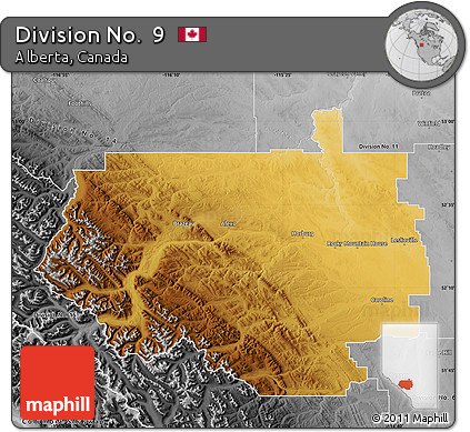 Physical Map of Division No.  9, desaturated