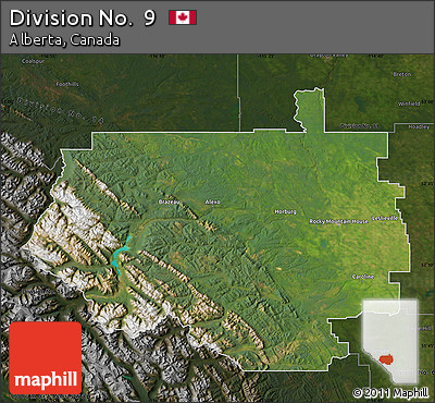 Satellite Map of Division No.  9, darken