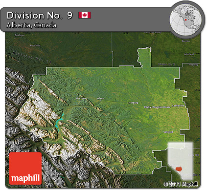 Satellite Map of Division No.  9, darken