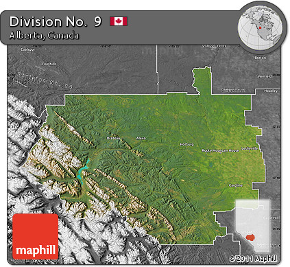 Satellite Map of Division No.  9, desaturated