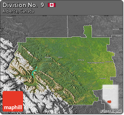 Satellite Map of Division No.  9, desaturated