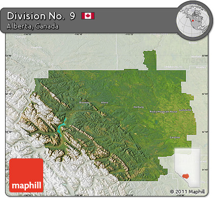 Satellite Map of Division No.  9, lighten