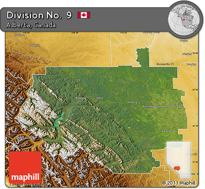Satellite Map of Division No.  9, physical outside