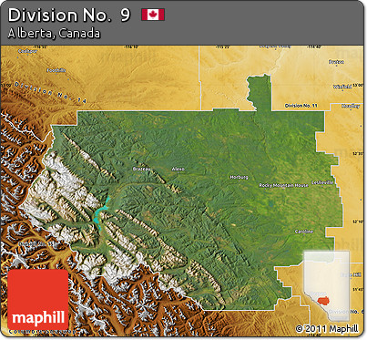 Satellite Map of Division No.  9, physical outside