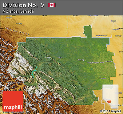 Satellite Map of Division No.  9, physical outside