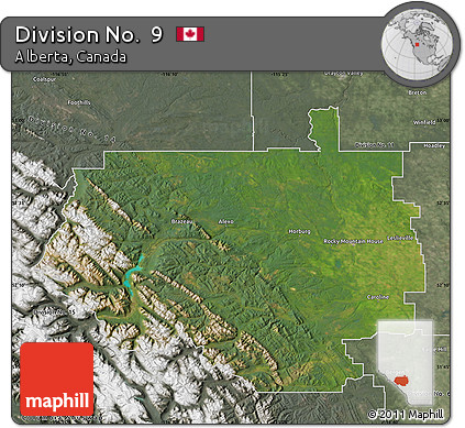 Satellite Map of Division No.  9, semi-desaturated
