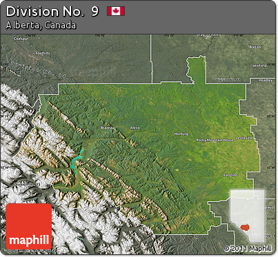 Satellite Map of Division No.  9, semi-desaturated