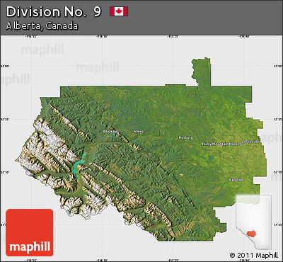 Satellite Map of Division No.  9, single color outside