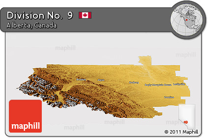 Physical Panoramic Map of Division No.  9, cropped outside