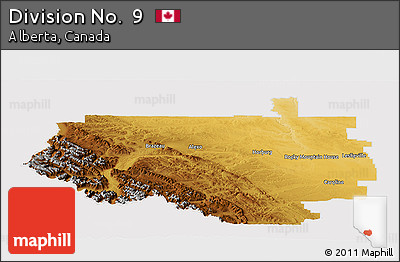 Physical Panoramic Map of Division No.  9, cropped outside